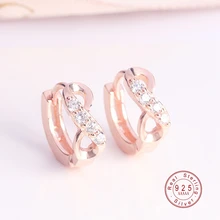 Изысканные 925 пробы серебряные/Золотые сверкающие серьги-гвоздики с бантом и бесконечным прозрачным фианитом женские вечерние Роскошные ювелирные изделия Brincos