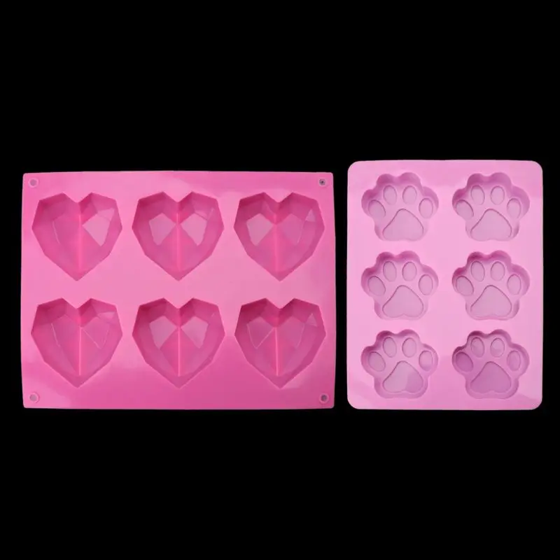 

3D Diamond Love Heart Shape Silicone Molds Bakeware Sponge Cakes Chiffon Mousse Jewelry Making