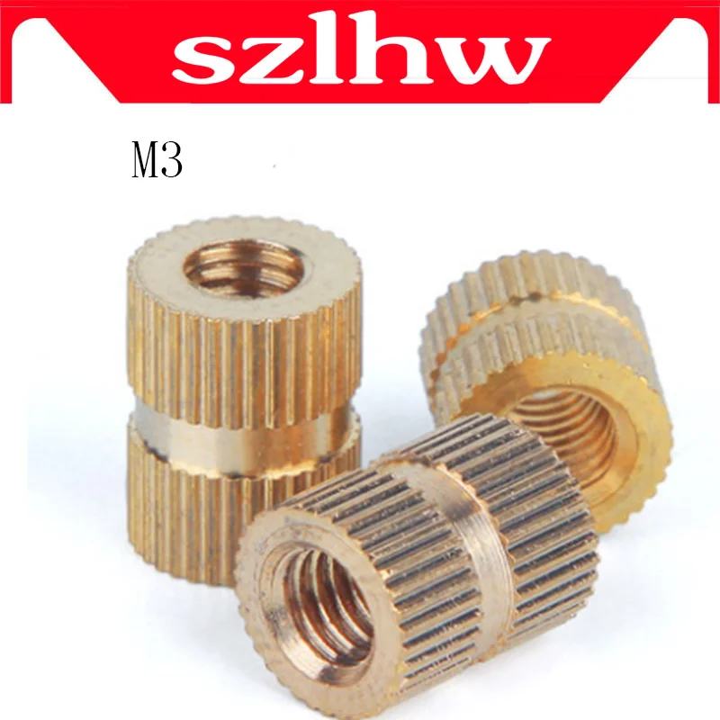 High quality Brass insert M3 Through thread brass insert nut / knurled