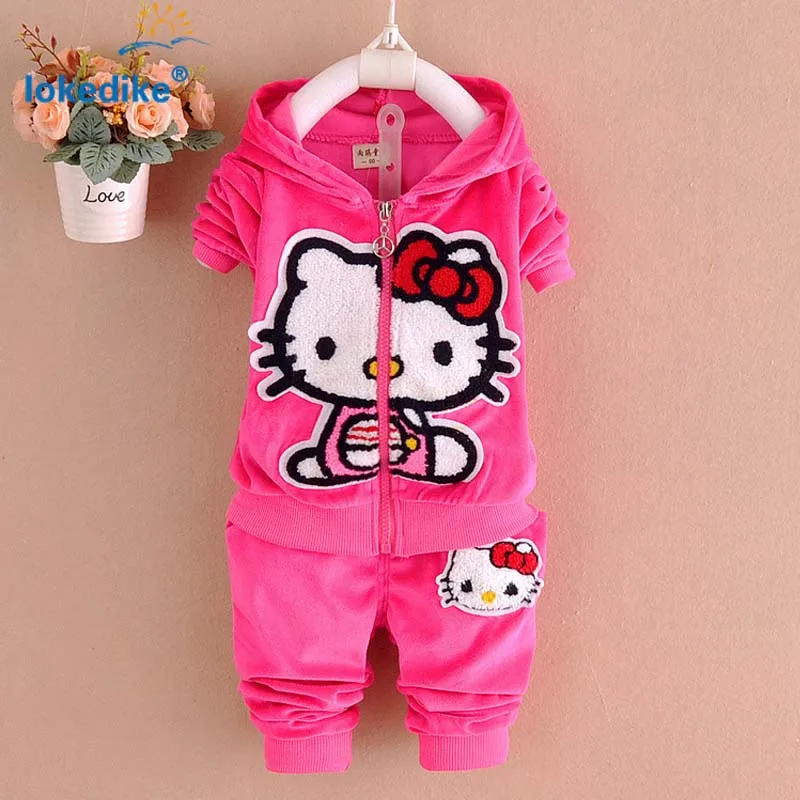 

Baby Girls Clothes 2017 Autumn Spring Hot Style Hello Kitty Children's Clothing Suits Kids Clothes 2pcs T2718