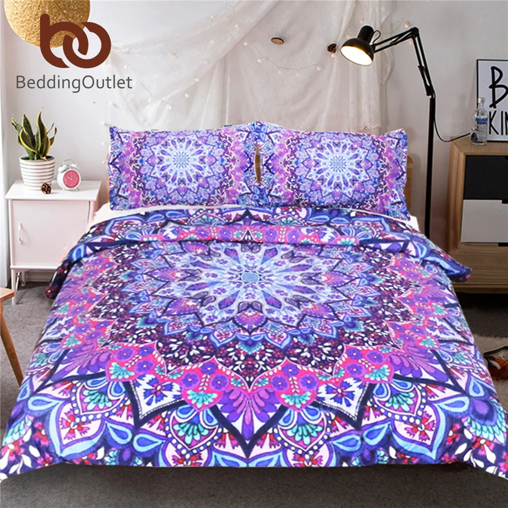 BeddingOutlet Purple Glowing Mandala Duvet Cover With