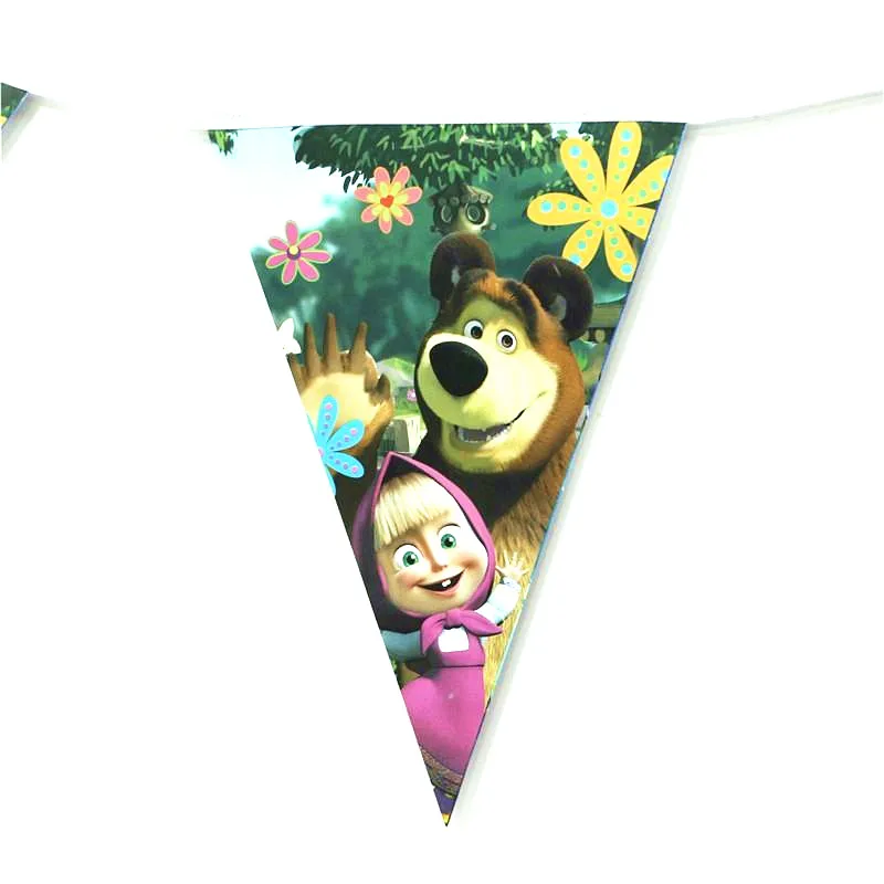 30 шт/60 шт одноразовые бумажные стаканчики+ тарелки+ Флаги Маша и Медведь тема мультфильма для детей подарок на день рождения для 10 человек использования