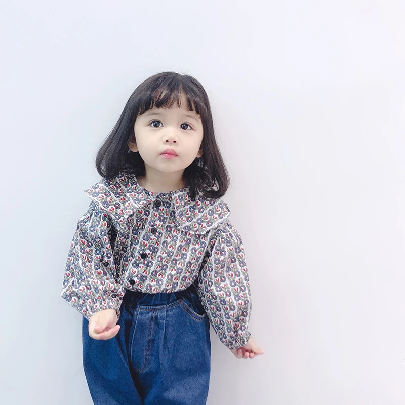 Коллекция 2019 года, весенние Рубашки с леопардовым принтом для маленьких девочек блузки для маленьких девочек Базовая рубашка с воротником