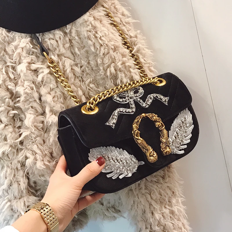 

Fashion Chain Shoulder Messenger Bags Luxury Velvet Handbag Famous Brand Women Designer Crossbody Bags Lady Clucth Gg Sac A Main