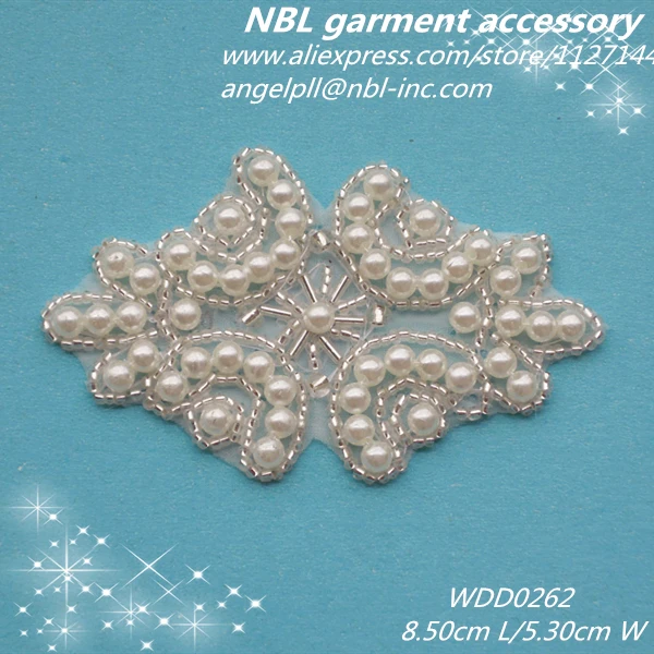 (30pcs) Wholesale Bridal Beaded Pearl Applique Patch Iron On For Dress