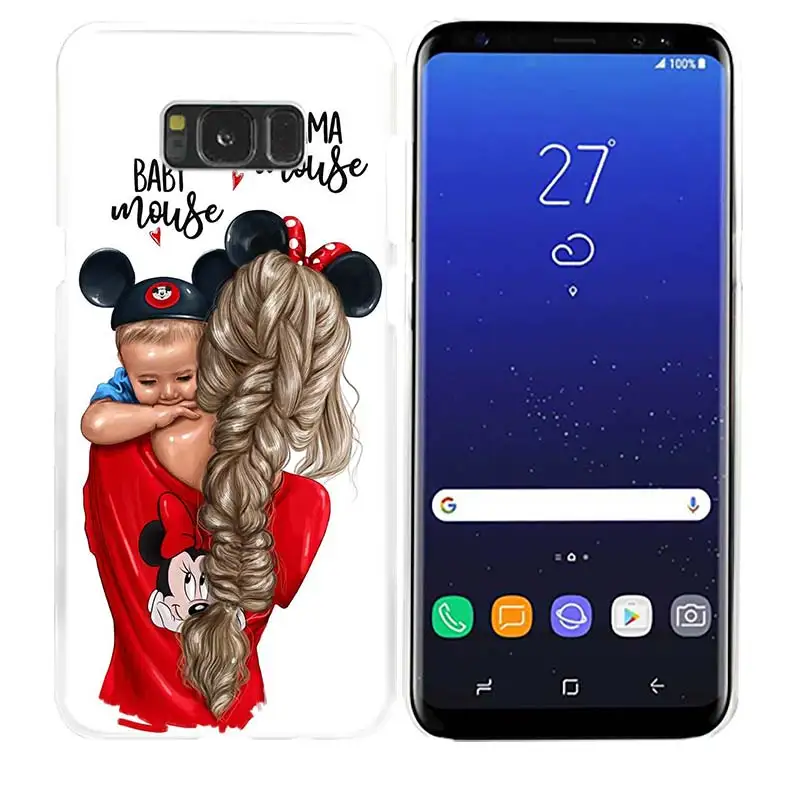 Чехол из поликарбоната для samsung Galaxy M20 M30 M40 M10 S10e S10 S9 S8 Plus S7 Note 8 9 Жесткий чехол для телефона Роскошные коричневые волосы для мамы и дочки - Цвет: 13