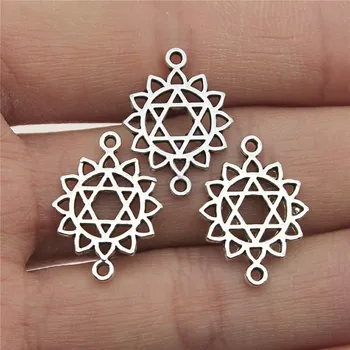 

WYSIWYG 12pcs Chakra Charms Connector Handmade Accessories Antique Silver Color 15x20mm For Jewelry Making