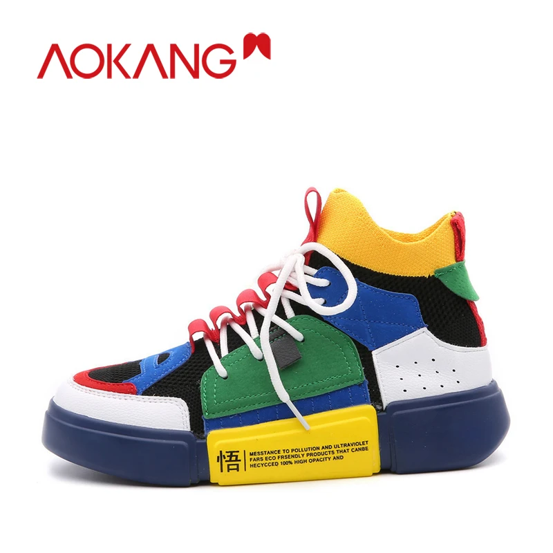 

AOKANG huanqiu Fashion Sneakers Women Shoes New Women Vulcanize Shoes 2019 Platform Shoes Women Flats Female Chunky Sneakers