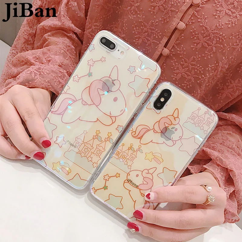 JiBan милая мультяшная пижама в виде животных Единорог телефон для iphone X case 6s 7 8 Plus