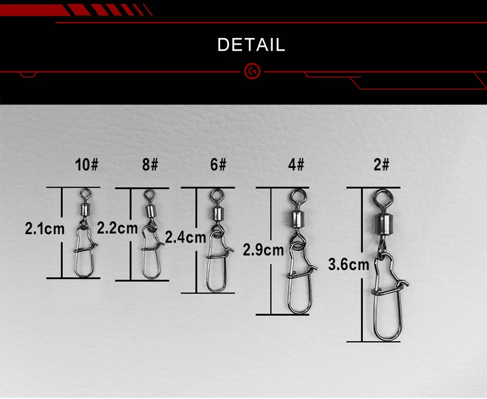 Daychose 50 шт./лот 2#-10# рыболовный Соединитель с застежкой "булавка" подшипник качения поворотный из нержавеющей стали с защелкивающимся тормозом рыболовный крючок снасти