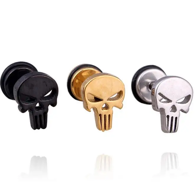 2 шт. серьги гвоздики из хирургической нержавеющей стали|skull earrings for men|stainless steel stud