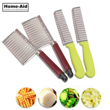 

Potato French Fry Cutter Stainless Steel For Fries Serrated Blade Chip Easy Slicing Banana Fruits Potato Wave Knife Chopper