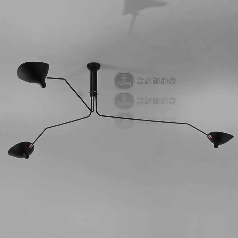 Serge Mouille Three Arm Lamp 3 Arm Ceiling Lamp In Ceiling