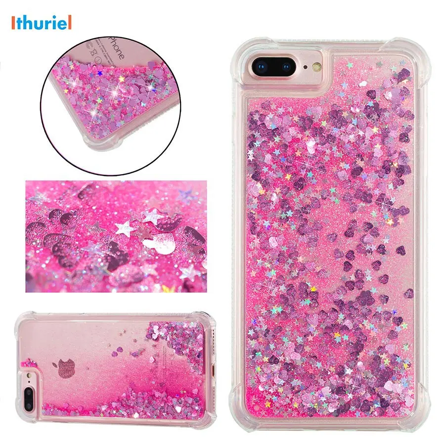 Чехол Ithuriel для iPhone 5 5S SE X 8 7 6 6S Plus с зыбучим песком и мигающим переливающимся
