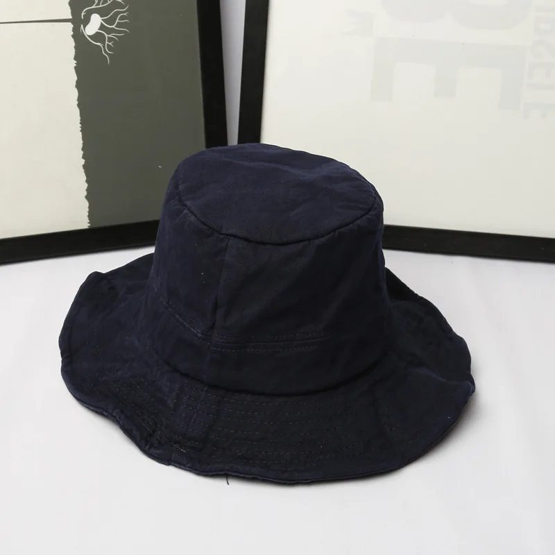 [La MaxPa] Лидер продаж, однотонные шапки для мужчин и женщин в стиле унисекс, Панама, женская шапка - Цвет: Navy blue