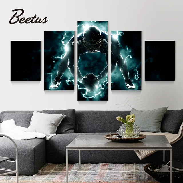 5 panel wall art game rugby canvas painting prints on canvas rugby