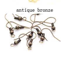 200 шт./лот, высокое качество, имитация серебряного цвета, проволока для ушей, крючки, серьги-крючки, сделай сам, проволока для женщин, ювелирное изделие F7 - Цвет: antique bronze