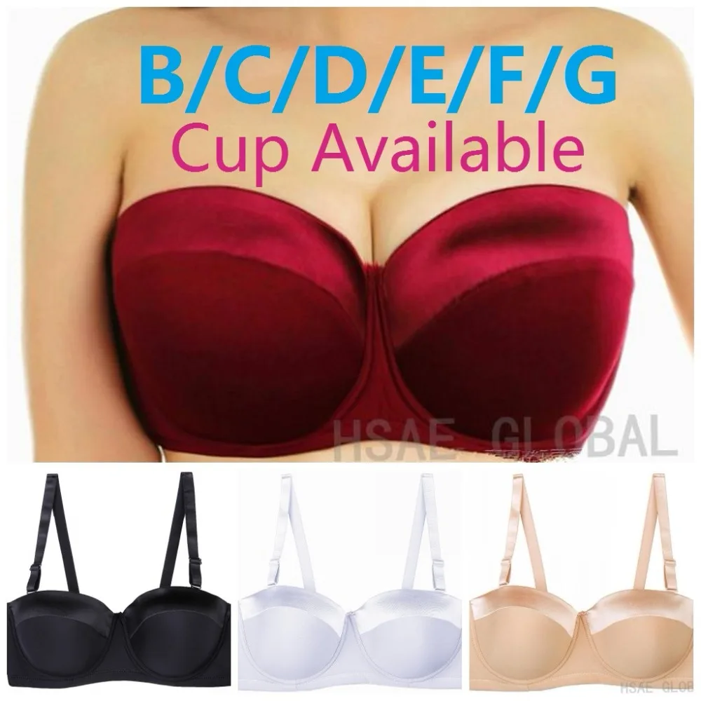 High Quality Strapless Bra 34 46 C/D/E/F/G Half Cup Plus Big Size Push Up Women Sexy Underwired