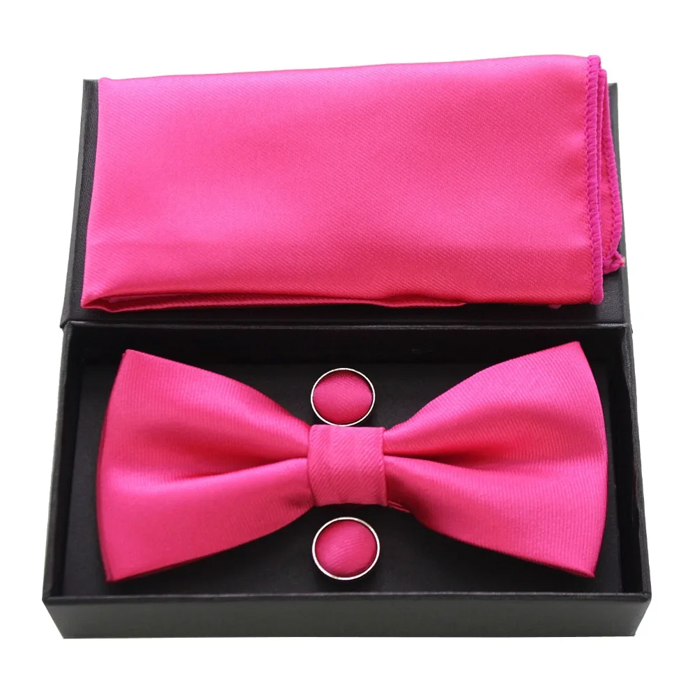 JEMYGINS шелк Soild мужской галстук-бабочка карман квадраты запонки, Подарочная коробка набор бабочка Платок для мужчин вечерние свадебные