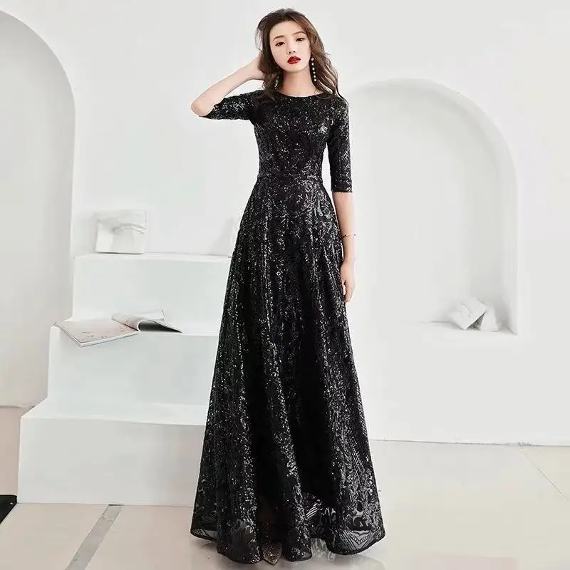 

Sparkly Stylish Lace sexy Slim Seven-quarter sleeve party dress dress evening dress female Chinese Style Dress Improved Qipao