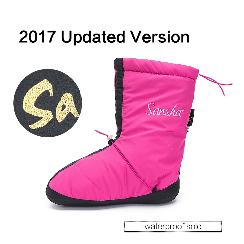 Sansha/Женские Балетные теплые ботинки для девочек высокие непромокаемые замшевые Нескользящие домашние тапочки для танцев WOOZ3N - Цвет: Fuchsia