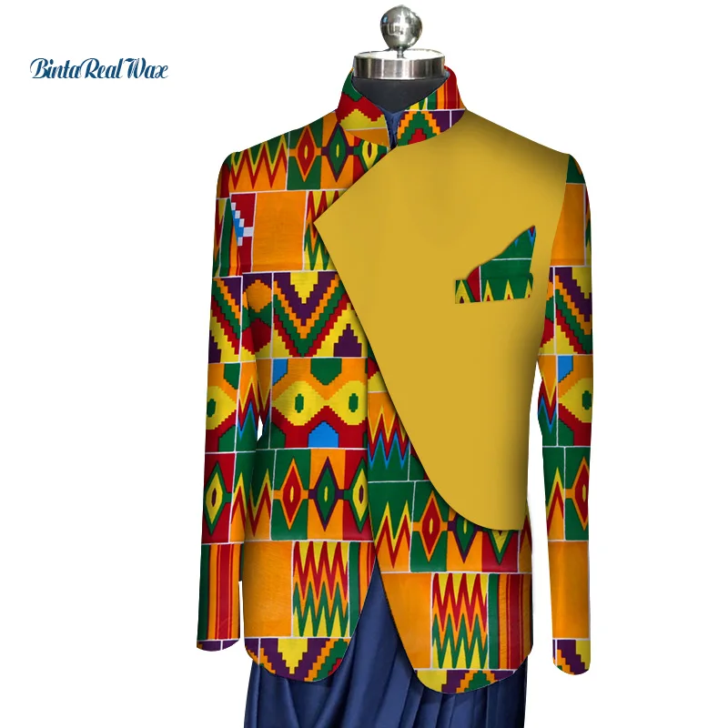 Африканская одежда Bazin Riche мужские хлопковые рубашки Дашики Африканский принт Лоскутные рубашки одежда в африканском стиле WYN584