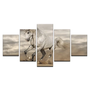 

Canvas Paintings Wall Art Framework 5 Pieces Galloping Horses Poster HD Prints Running Steed Pictures For Living Room Home Decor