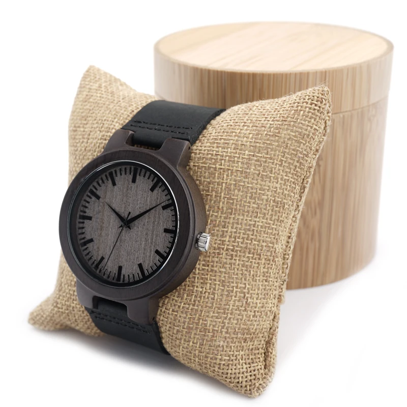 

Bobo Bird High Quality Vintage Men's Women's Wood Watches Ebony Red Sandal Wood Watch Luxury Genuine Leather Wooden Wristwatches