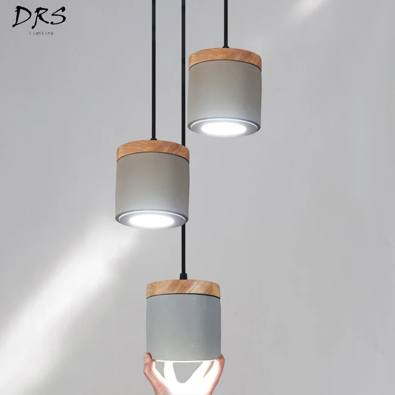 

Nordic Cement Wood Pendant Lights Led Spot Hanglamp Hanging Lamp for Living Room Kitchen Indoor Lighting Fixtures Deco Luminaria