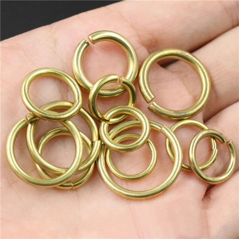 50pcs Solid brass Open O ring seam Round jump rings Garments shoes Leather craft bag Jewelry findings repair connectors metal jump rings