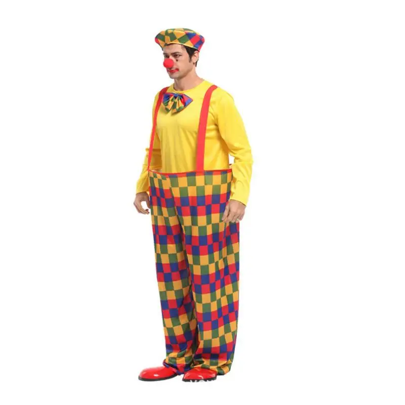 Новый праздник разнообразие Смешной клоун Cospaly Костюм Человек Взрослый мужской клоун Вечерние вечернее платье джокер Цирк клоун костюм