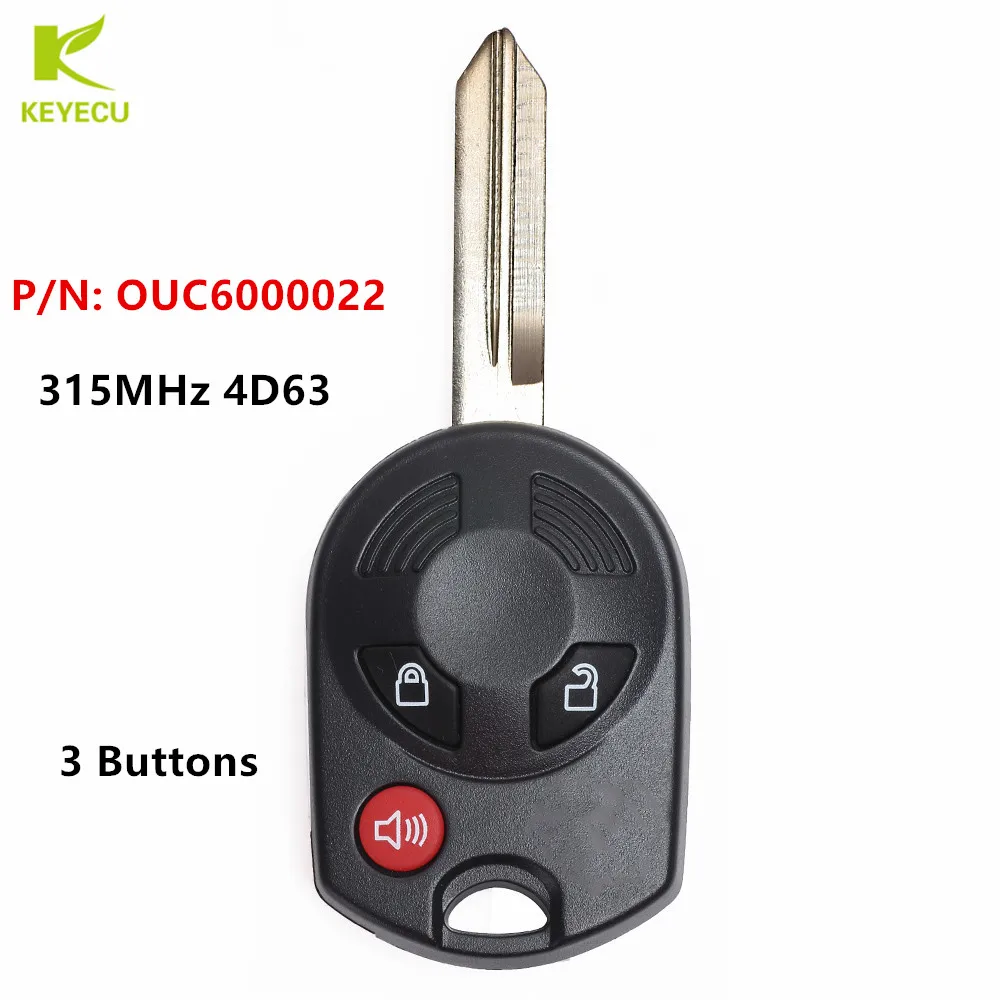 

KEYECU Replacement 3Button Remote Head Key Fob 315MHz 4D63 80 Bit for Ford Edge Escape 2007 2008 2009 FCC: OUC6000022