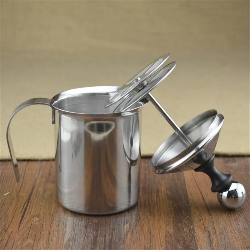 

2018 Practical Milk Frother Double Mesh Milk Creamer Milk Foam Stainless Steel Bubbler Manual Milk Whisk Bubbler Coffee Foam Pot
