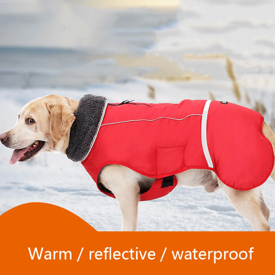 Пальто для собак, 4 цвета, водонепроницаемая флисовая одежда для маленьких, средних и больших собак, ветрозащитная теплая зимняя куртка, светоотражающий наряд