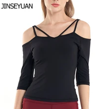 JINSEYUAN, повседневные женские безрукавные футболки для йоги, жилет, сексуальный, открытая спина, спортивный, бегущий, открытая спина, съемный бюстгальтер, Топ