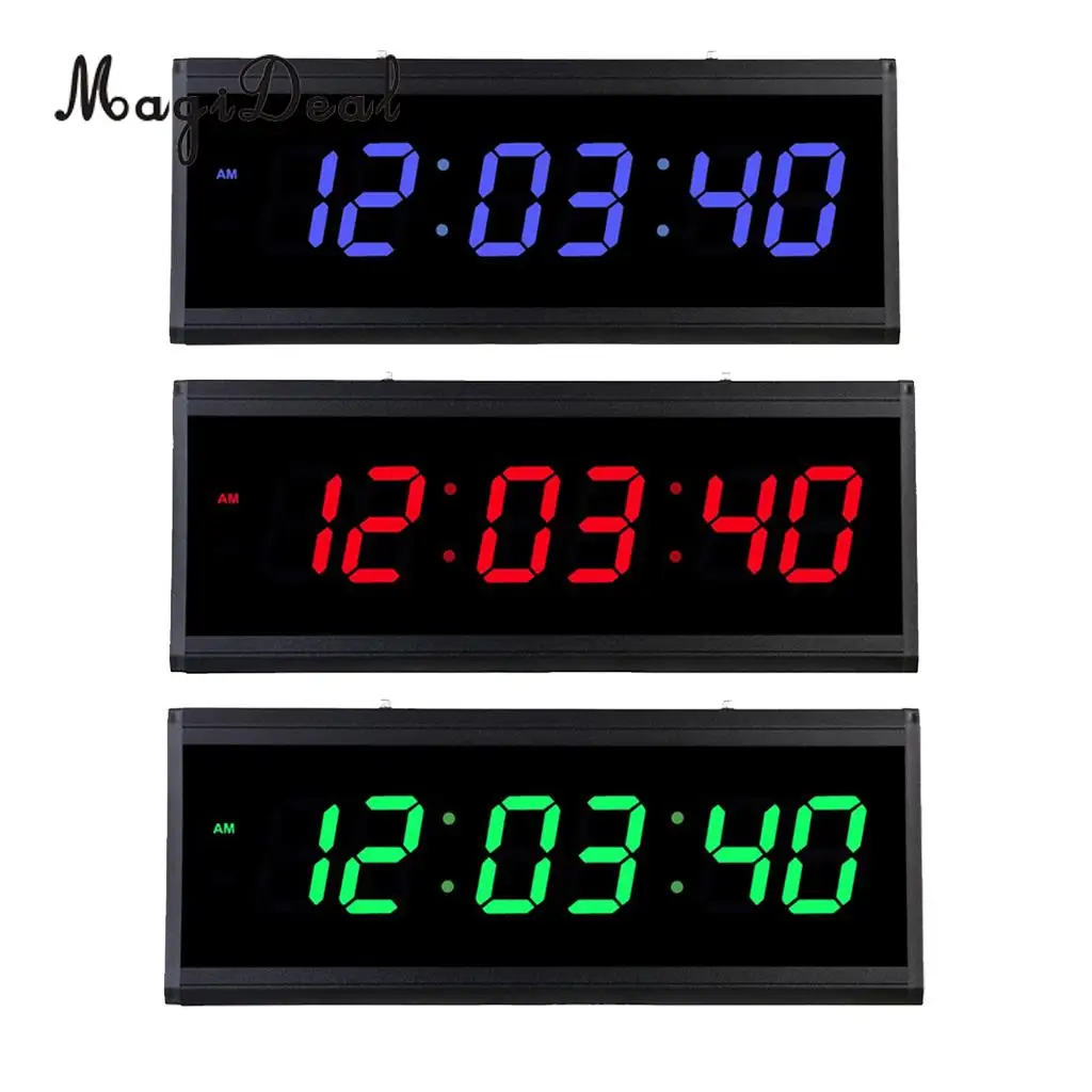 18'' Extra Large LED Screen Clock 24H Time Indoor Projection Clocks Displaying EU Plug in Red/Blue/Green