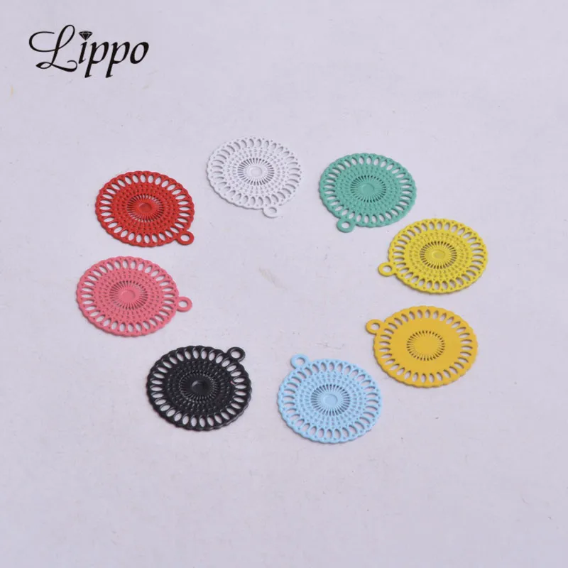 

100pcs AC2827 18mm*21mm Metal Painted Eyes Charms filigrane pour fabrication bijoux