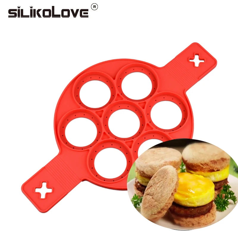 

Non Stick Flippin' Fantastic Pancake Pan Flip Perfect Breakfast Maker Eggs Omelette Flipjack Tools 7 Grids Pancake Maker