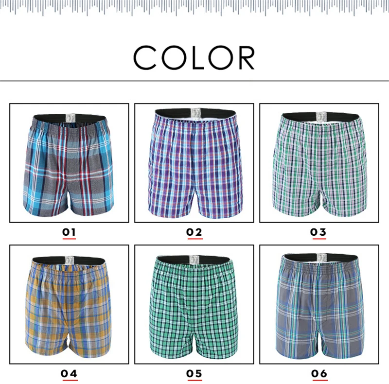 5Pcs/lot Boxer Men Thin Summer Underwear Cotton Man Big Size Short Breathable Plaid Flexible Shorts Boxer Male Underpants