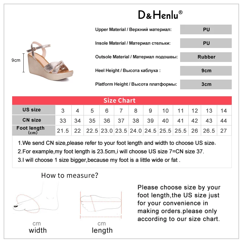 {D& Henlu}/Женская обувь на танкетке, размер 3, женские босоножки на танкетке Босоножки на платформе женская обувь, размер 43 sandalia de verano mujer