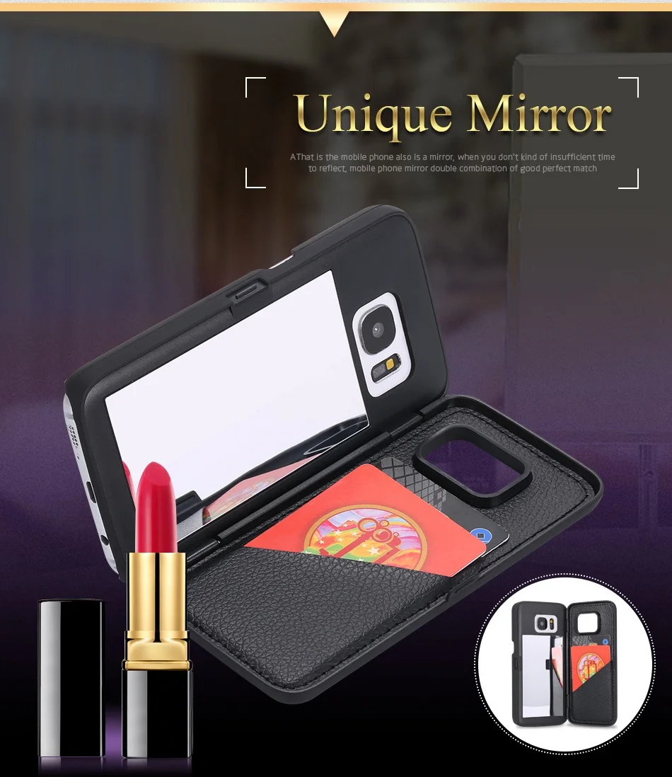 FLOVEME для samsung Galaxy S8 Plus S7 Edge чехол с зеркалом для макияжа с отделением для карт чехол для телефона s для samsung Galaxy S7 S8 жесткий флип-чехол