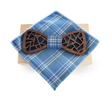 Mantieqingway из полой древесины галстук-бабочка для мужских костюмов деревянный галстук-бабочка Галстуки клетчатый платок галстук-бабочка мужские карманные угольники