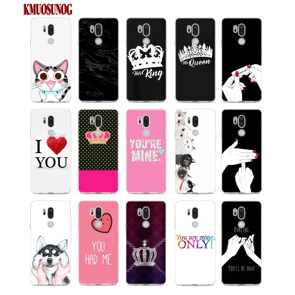 Transparent Soft Silicone Phone Case King Queen Your Mine