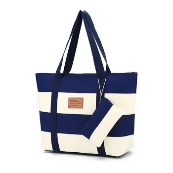 

Women Large Capacity Bags Canvas Shoulder Bags Fashion Stitching Color Ladies Casual Handbags Bags Shopping Bag Two Size