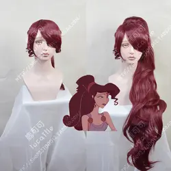 Принцесса Megara косплэй парик Геркулес Мег длинные красные синтетические волосы для взрослых + кепки