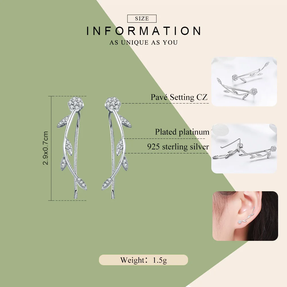 Женские серьги гвоздики в виде листьев из серебра 925 пробы|fashion stud earrings|stud earringsstud