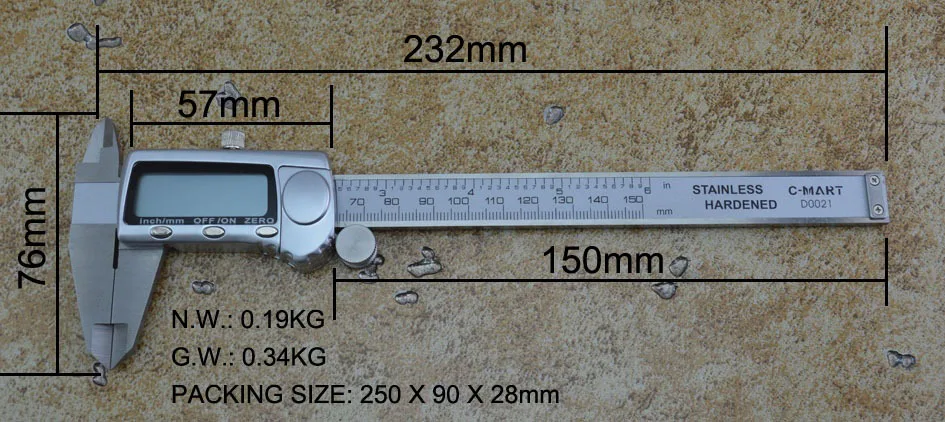 C-MART металлический 6-дюймовый 150 мм Нержавеющая сталь электронный цифровой штангенциркуль с нониусом из нержавеющей датчик микрометр измерительный прибор