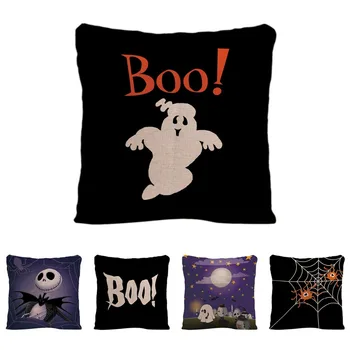 

Happy Halloween Cushion Cover Decorative Pillow For Car Covers Boo Devil Pillow Case Spider Web Linen Home Decor Pillowcase