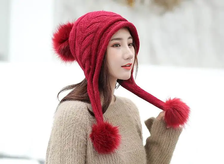 GBCNYIER кролика шапка Для женщин осень и зима ветрозащитная Утепленная одежда толстая меховая шапка универсальная защита ушей