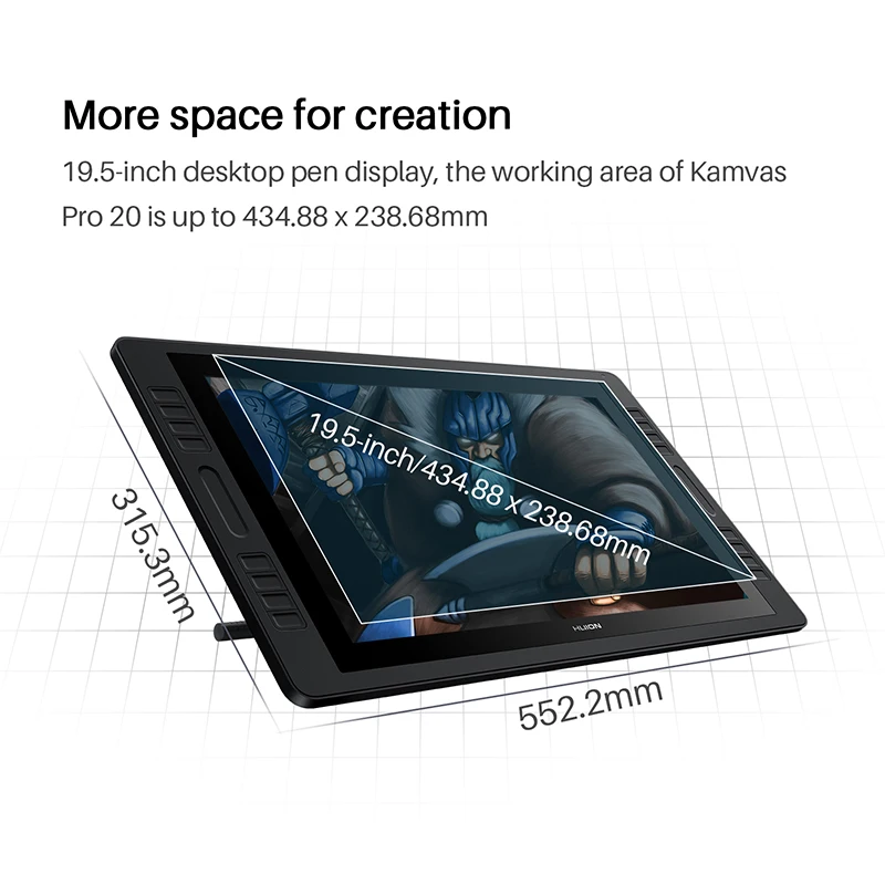 HUION kamvas Pro 20 2018 19 53 дюймов 8192 уровней ручка без батареи планшет монитор графика для
